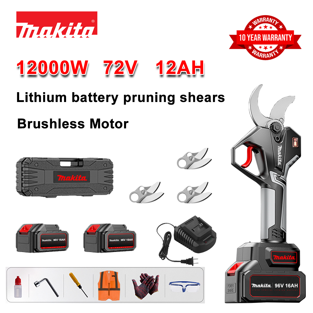 Škare za rezidbu s litijskom baterijom od 12000 W bez četkica + baterija od 78 V12 Ah*2+oštrica od legure sk9*3+punjač+LED zaslon napajanja+kutija s alatom+ulje za podmazivanje+zaštitne naočale+10 godina jamstva