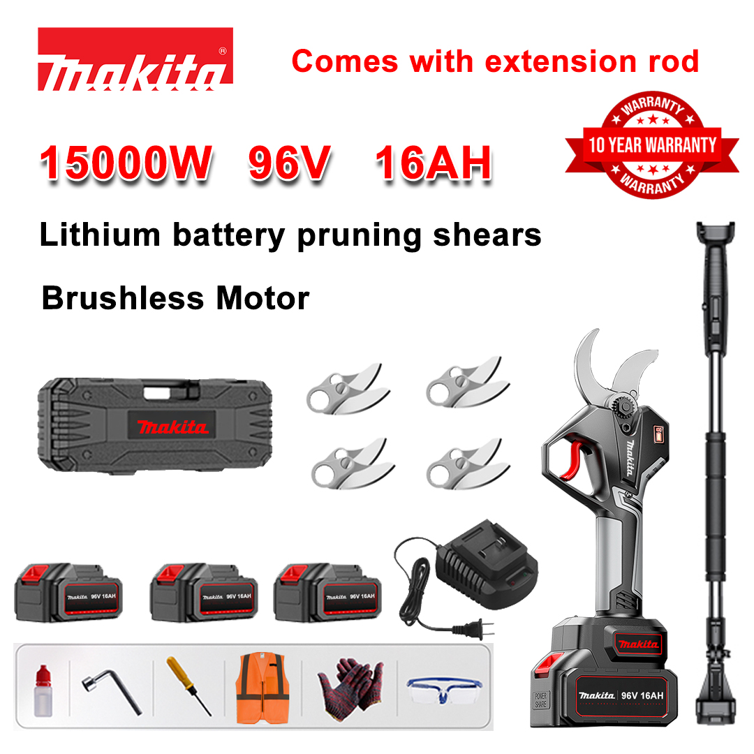 [Produžna šipka 1,5~5m] 15000W litijske baterijske škare za rezidbu bez četkica + 96V16Ah baterija * 3 + nož ​​od legure sk9 * 4 + punjač + LED zaslon snage + kutija za alat + ulje za podmazivanje + zaštitne naočale + 10 godina jamstva